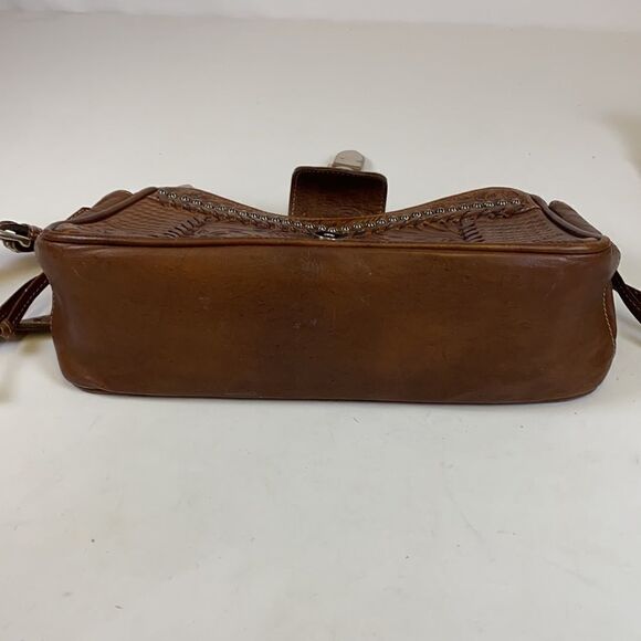 American West Tooled Leather Shoulder Bag Purse A27 - Picture 12 of 15